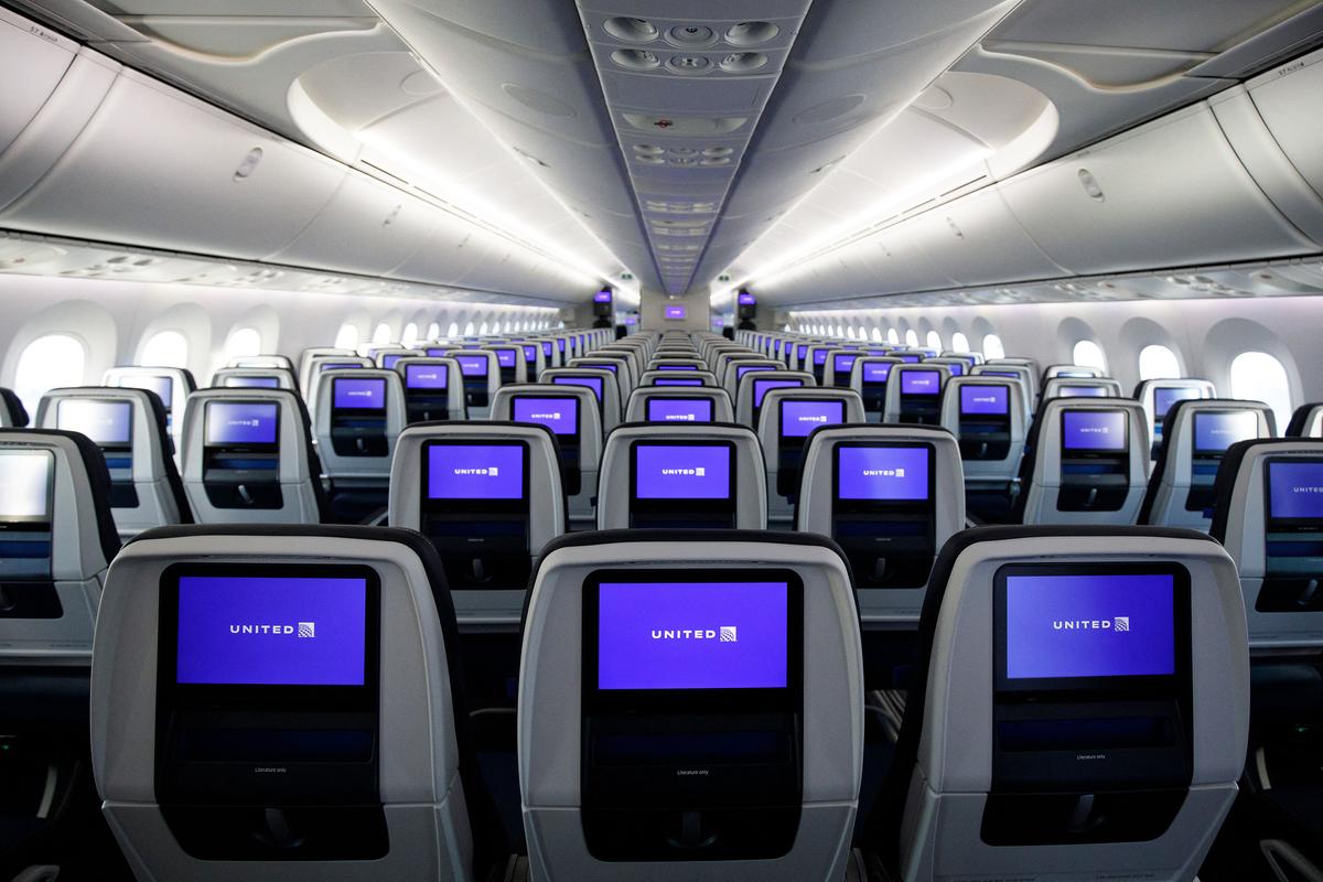 The interior of a 787 Dreamliner at the Boeing manufacturing facility in North Charleston, on Dec. 13, 2022. (Photo by Logan Cyrus/AFP via Getty Images)