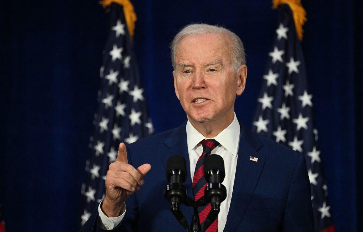 U.S. President Biden discusses his efforts to reduce gun violence at The Boys & Girls Club of West San Gabriel Valley, in Monterey Park, Calif. on Mar. 14, 2023. (Jim Watson/AFP via Getty Images)