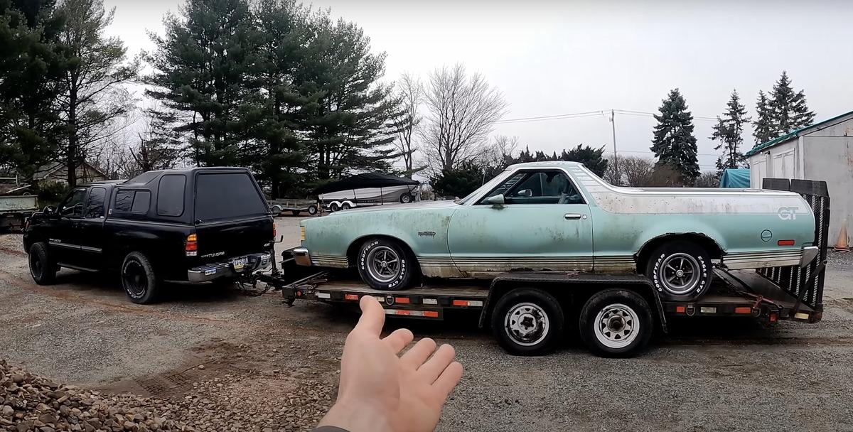 Chris has the 1979 Ranchero GT hauled back to his garage. (Courtesy of <a href="https://www.youtube.com/@NoNonsenseKnowHow?themeRefresh=1">NoNonsenseKnowHow</a>)