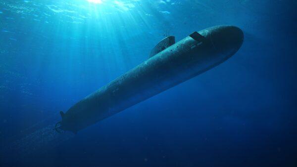 Undated image of what an SSN-AUKUS submarine might look like underwater, released on March 13, 2023. (BAE)