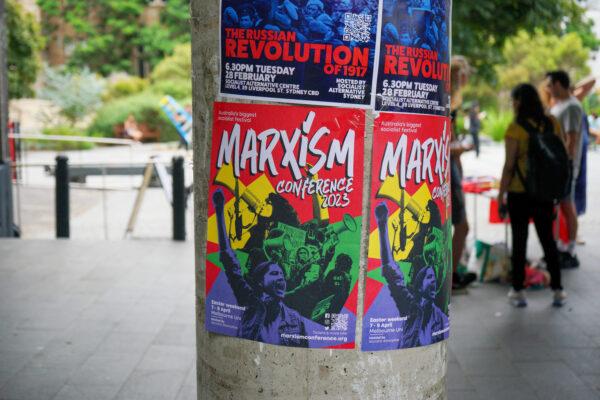 Image of a Marxism poster taken in University of Sydney on Feb. 28, 2023. (Horace Young/The Epoch Times)