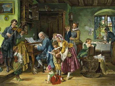 "J.S. Bach and His Family at Morning Prayers," 1870 by Toby Edward Rosenthal. (Public Domain)