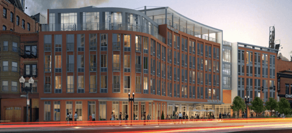 Artistic rendering of the 63,000-square foot hotel complex recently approved by the city of Boston for the city's North End. (Boston Planning and Development Agency)