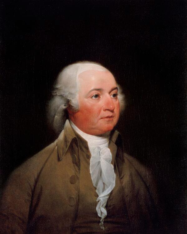 John Adams, second president of the United States from 1797–1801. Official presidential portrait of John Adams by John Trumbull, circa 1792–1793. Oil on canvas. White House Collection, Washington, D.C. (public domain)