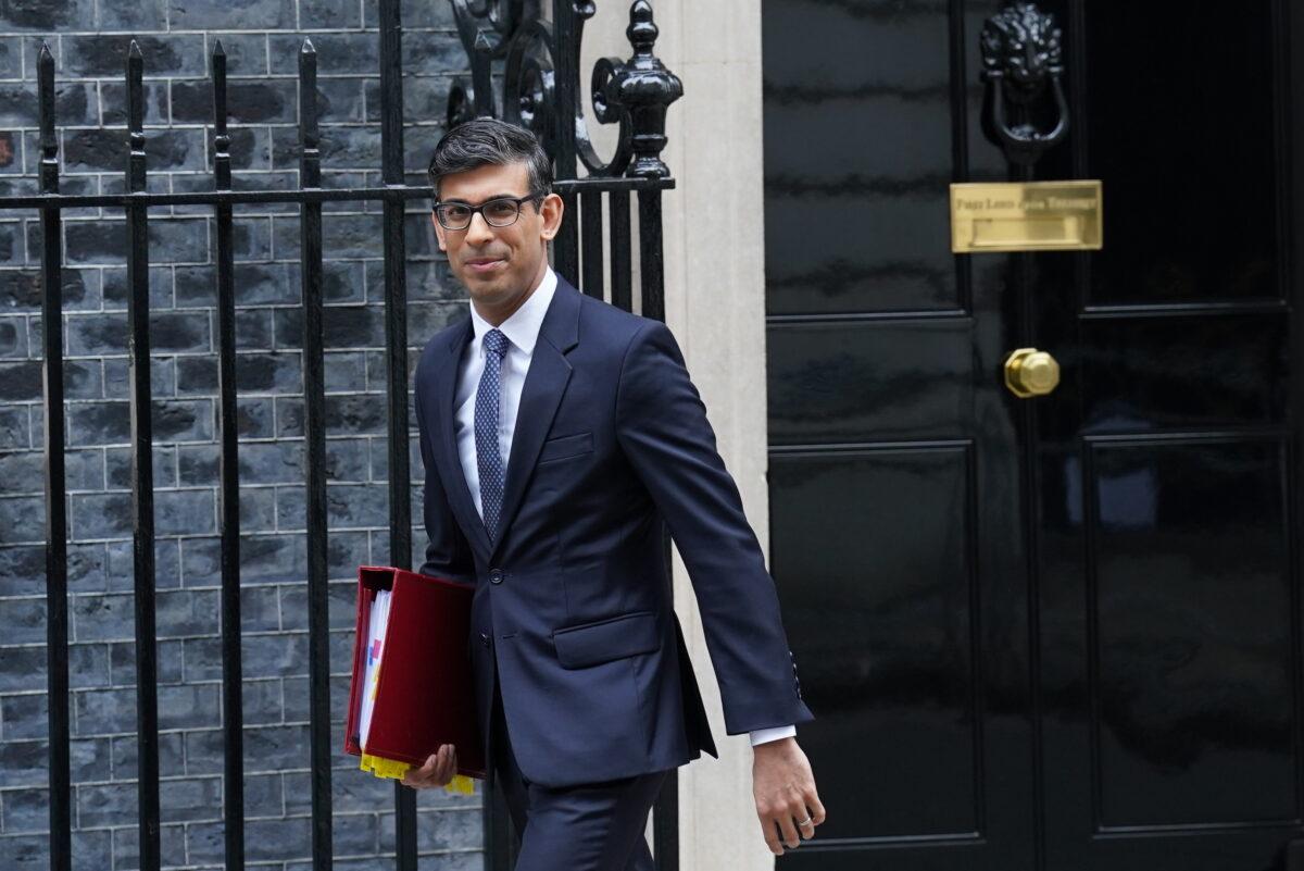 Prime Minister Rishi Sunak departs 10 Downing Street to attend Prime Minister's Questions at the Houses of Parliament, in London, on March 15, 2023. (PA)