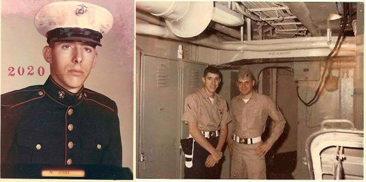 Photos of Hughes while serving as a U.S. Marine. (Courtesy of Carl Hughes)