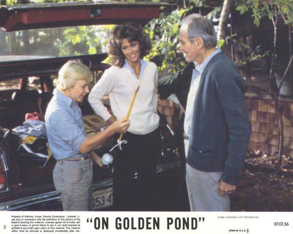 (L–R) Billy (Doug McKeon), his mother Chelsea (Jane Fonda), and Norman (Henry Fonda), in "On Golden Pond." (MovieStillsDB)