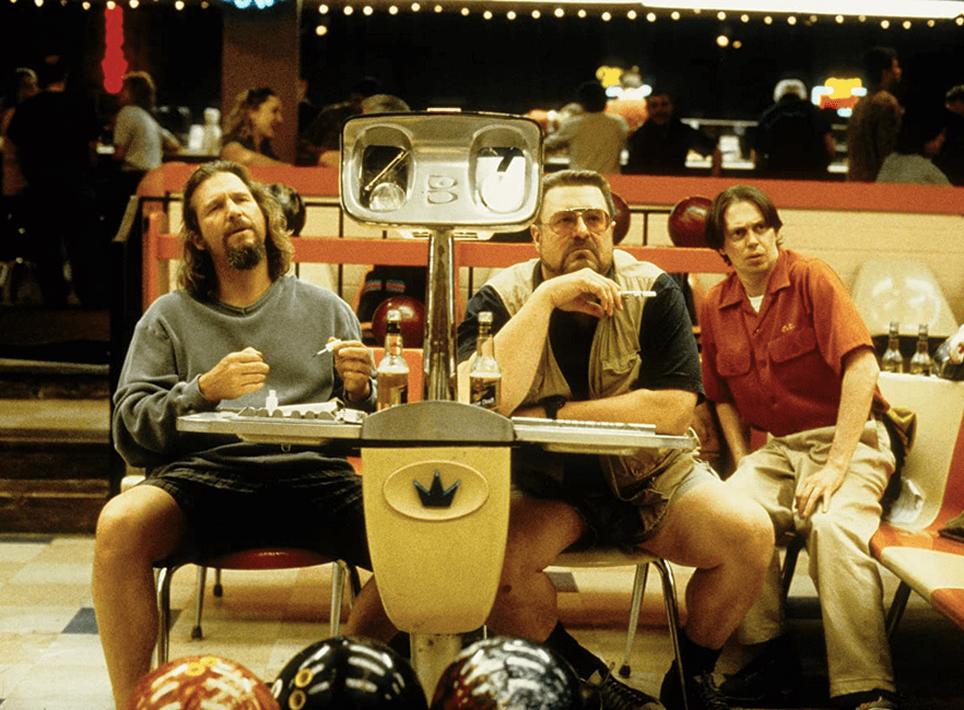(L–R) The Dude (Jeff Bridges), Walter <span class="sc-bfec09a1-4 llsTve">Sobchak</span> (John Goodman), and Theodore Donald "Donny" Kerabatsos (Steve Buscemi) engaging in a bowling-rules dispute, in "The Big Lebowski." (Gramercy Pictures)