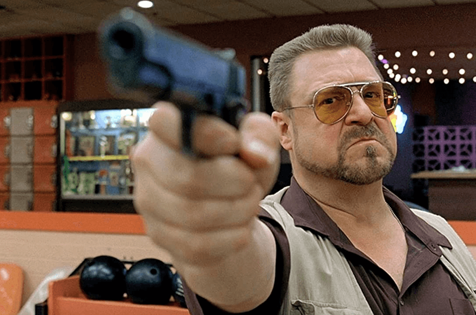 Walter <span class="sc-bfec09a1-4 llsTve">Sobchak </span>(John Goodman) is a Vietnam veteran who's converted to Judaism and who's also not playing around, in "The Big Lebowski." (Gramercy Pictures)