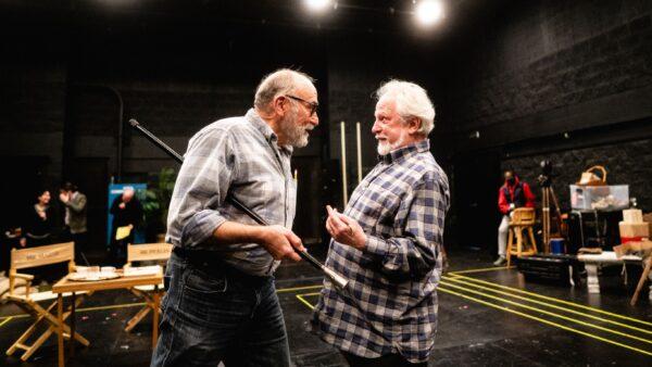 Greg Vinkler (Admiral Philpot/Egeon) and Ross Lehman (Dudley Marsh/Dromio of Syracuse) in rehearsal for "The Comedy of Errors." (Joe Mazza-Bravelux)