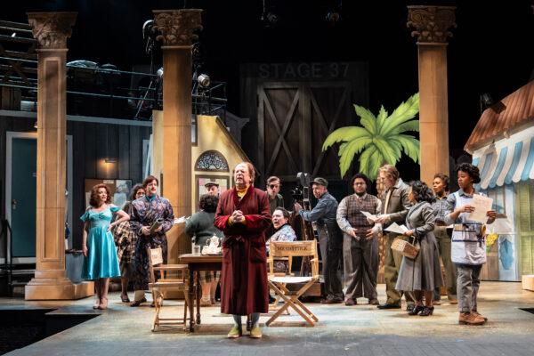 Film director Dudley Marsh (Ross Lehman) surrounded by his cast and crew in Chicago Shakespeare Theater’s production of Shakespeare’s "The Comedy of Errors," directed by Barbara Gaines. (Liz Lauren)