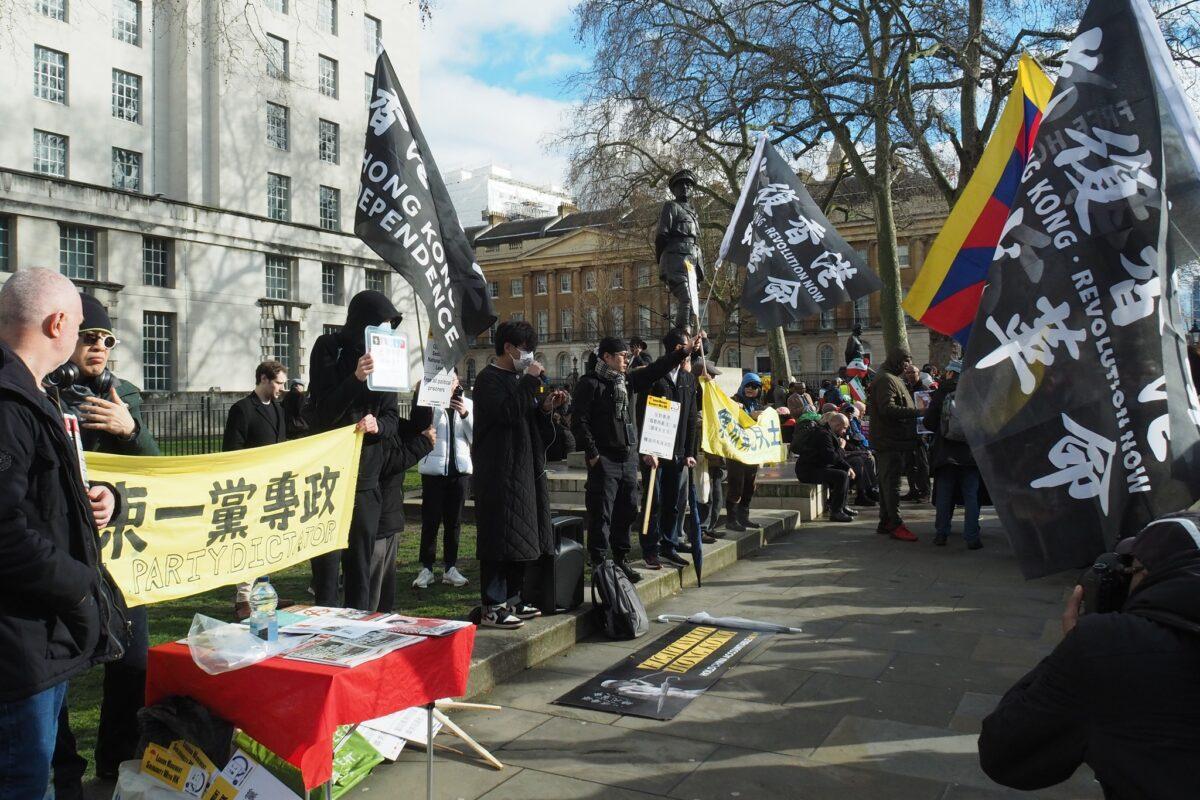 Nearly 100 people join a rally in London to speak up for Hong Kong political prisoners. (Courtesy of Hong Kong Watch)