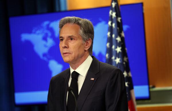 Secretary of State Anthony Blinken speaks on the release of the 2022 Human Rights Report at the U.S. State Department in Washington on March 20, 2023. (Kevin Dietsch/Getty Images)