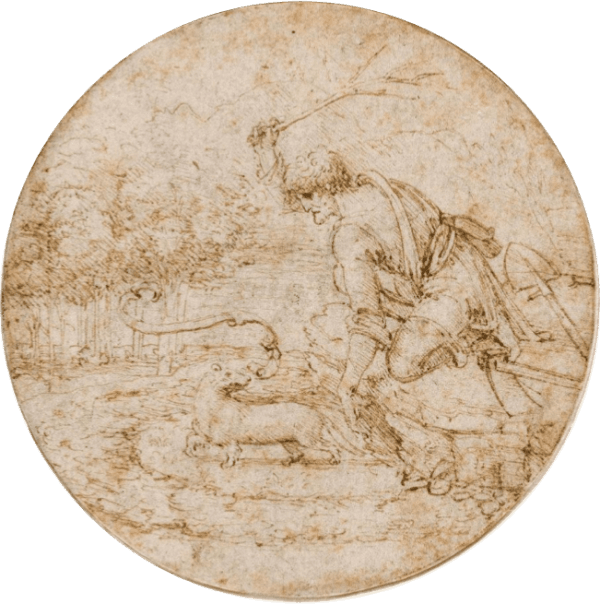 “The Ermine as a Symbol of Purity,” circa 1494, by Leonardo da Vinci. Pen and brown ink over traces of black chalk on paper; diameter: 3 1/2 inches. The Fitzwilliam Museum, Cambridge, England. (Public Domain)