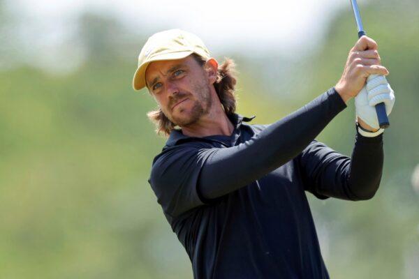 Tommy Fleetwood tees off on the second hole during the final round of the Valspar Championship golf tournament at Innisbrook in Palm Harbor, Fla., on March 19, 2023. (Mike Carlson/AP Photo)