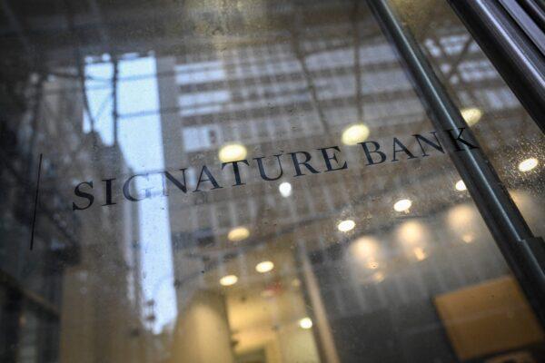 A branch of Signature Bank in New York on March 13, 2023. (ED JONES/AFP via Getty Images)
