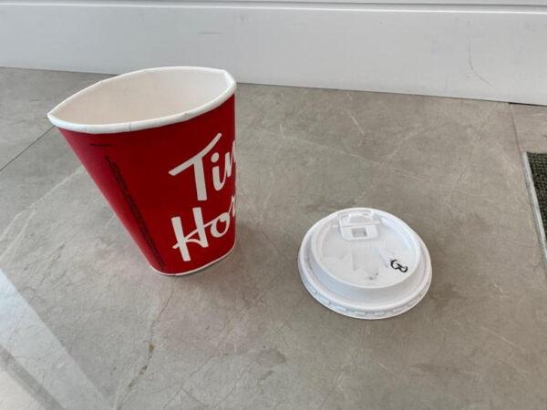 A lawsuit filed in Ontario alleges a faulty Tim Hortons cup led to second-degree burns, permanently and disfiguring scarring a 73-year-old woman. (Courtesy of Gavin Tighe)