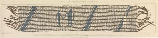 Penn made a peaceful purchase of the land from the Lenape tribe in 1682. This is the belt of wampum delivered by Native Peoples to William Penn at the "Great Treaty." (Public Domain)