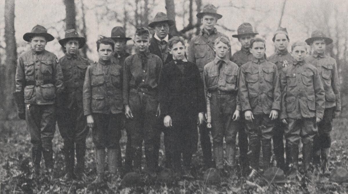 Troop 10, Columbus Council of the Boy Scouts of America in Upper Arlington, Ohio, in 1918. (UA Archives, Upper Arlington History)