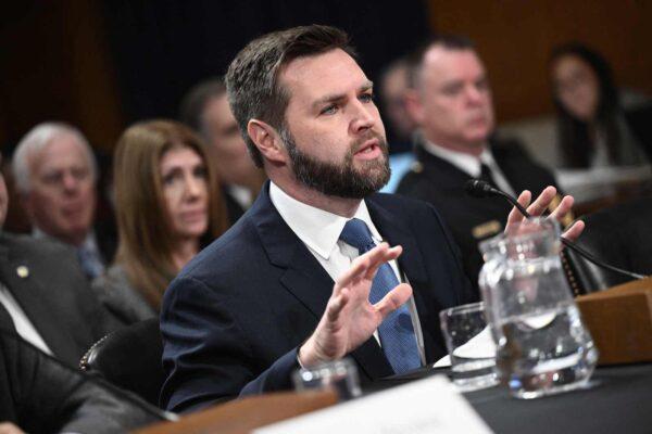 U.S. Senator J. D. Vance, Republican from Ohio, testifies at a U.S. Senate Committee on Environment and Public Works hearing on the environmental and public health threats from the Norfolk Southern Feb. 3 train derailment in Washington on March 9, 2023. (Brendan Smialowski/AFP via Getty Images)
