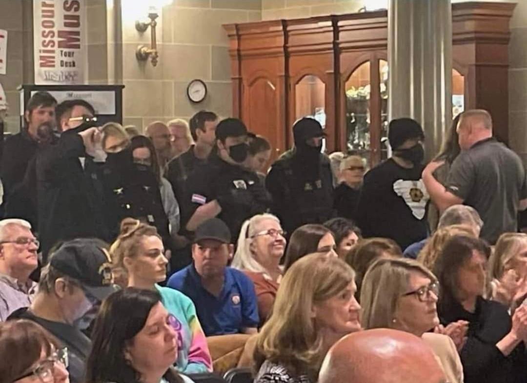 A packed house listens to debate over a proposed ban of gender-transitioning medical procedures for minors at the Missouri Statehouse in Jefferson City, Mo., on March 20, 2023. (Courtesy of Scott Newgent/TreVoices.com)