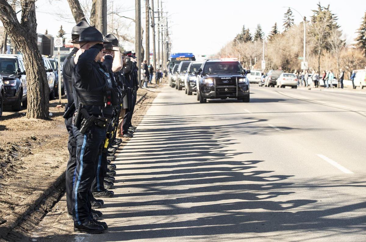 Procession for Edmonton Police Officers Shot and Killed Responding to Call