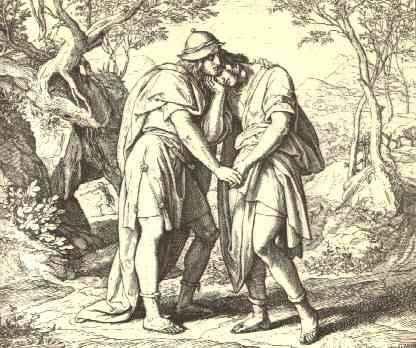 A key part of a strong community is based on friendship according to "How to Save the West." "Jonathan Lovingly Takes His Leave From David," 1860, by Julius Schnorr von Karolsfeld. (Public Domain)