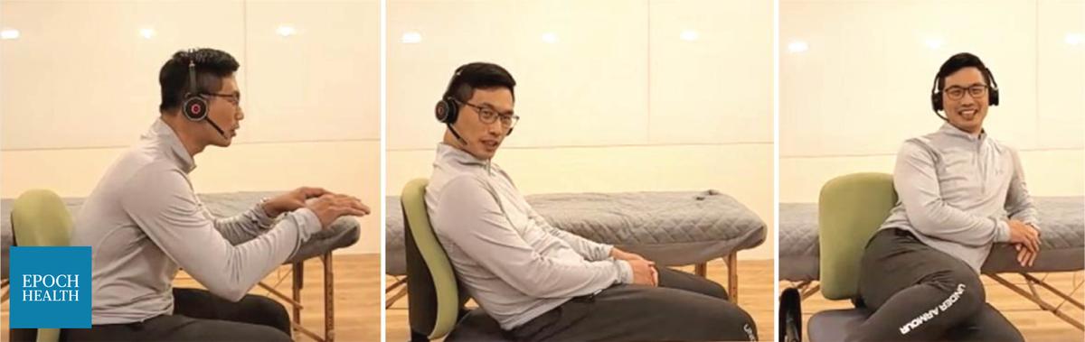 The top three worst sitting postures: hunching, sitting in a half-reclined position, and leaning to the left or right while sitting. (The Epoch Times)