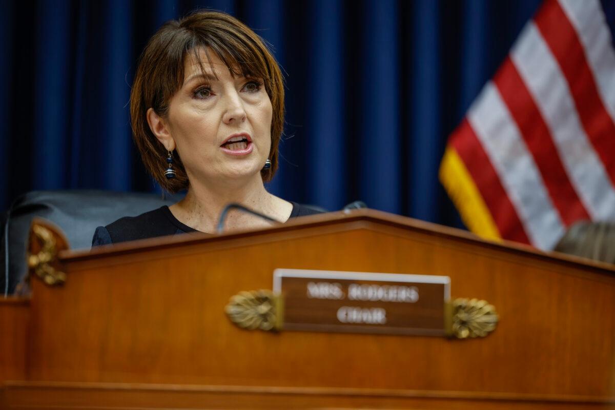 Rep. Cathy McMorris Rodgers (R-Wash.), chair of the House Energy and Commerce Committee speaks during the hearing with TikTok CEO Shou Zi Chew before the House Energy and Commerce Committee in the Rayburn House Office Building on Capitol Hill on March 23, 2023. (Chip Somodevilla/Getty Images)