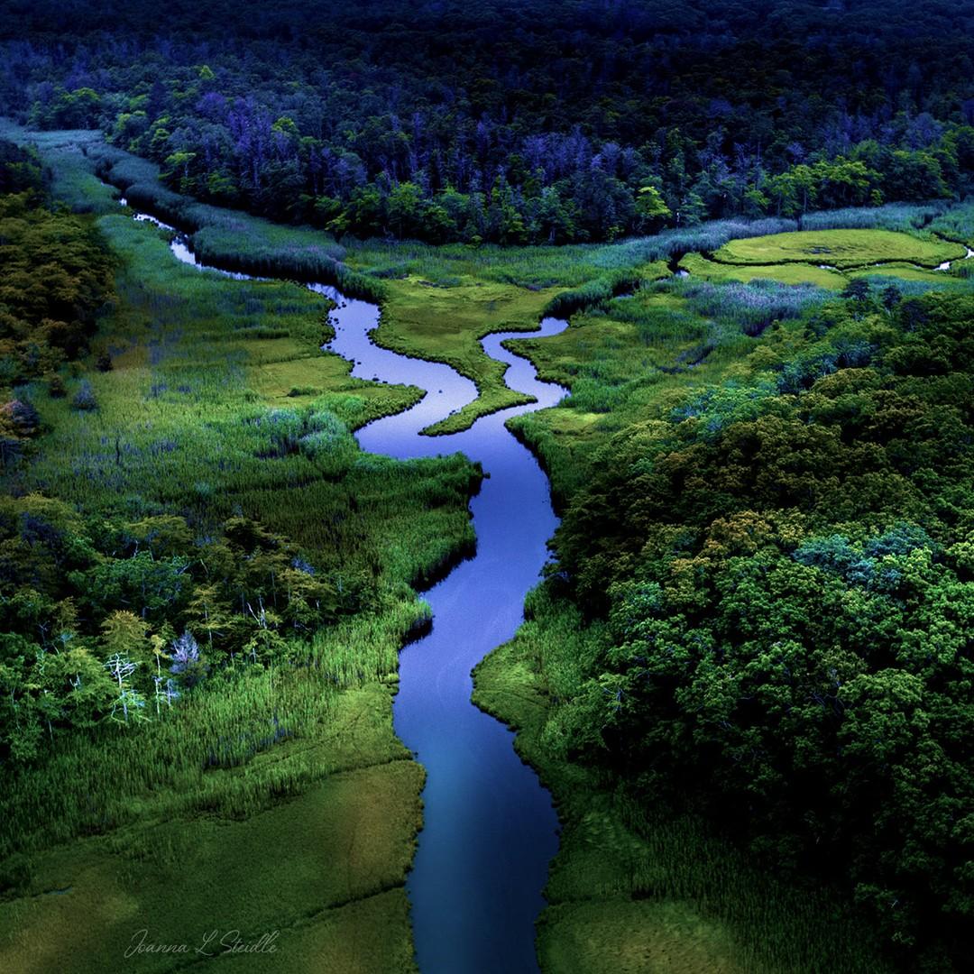 Rattle Snake Creek in East Hampton, New York. (Courtesy of <a href="https://www.instagram.com/hamptonsdroneart/">Joanna L Steidle</a>)