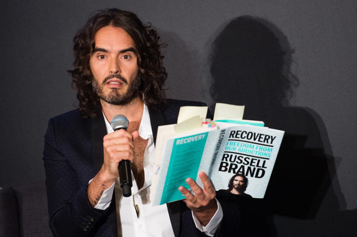  Russell Brand takes part in a discussion at Esquire Townhouse, Carlton House Terrace, in London, on Oct. 14, 2017. (Jeff Spicer/Getty Images)