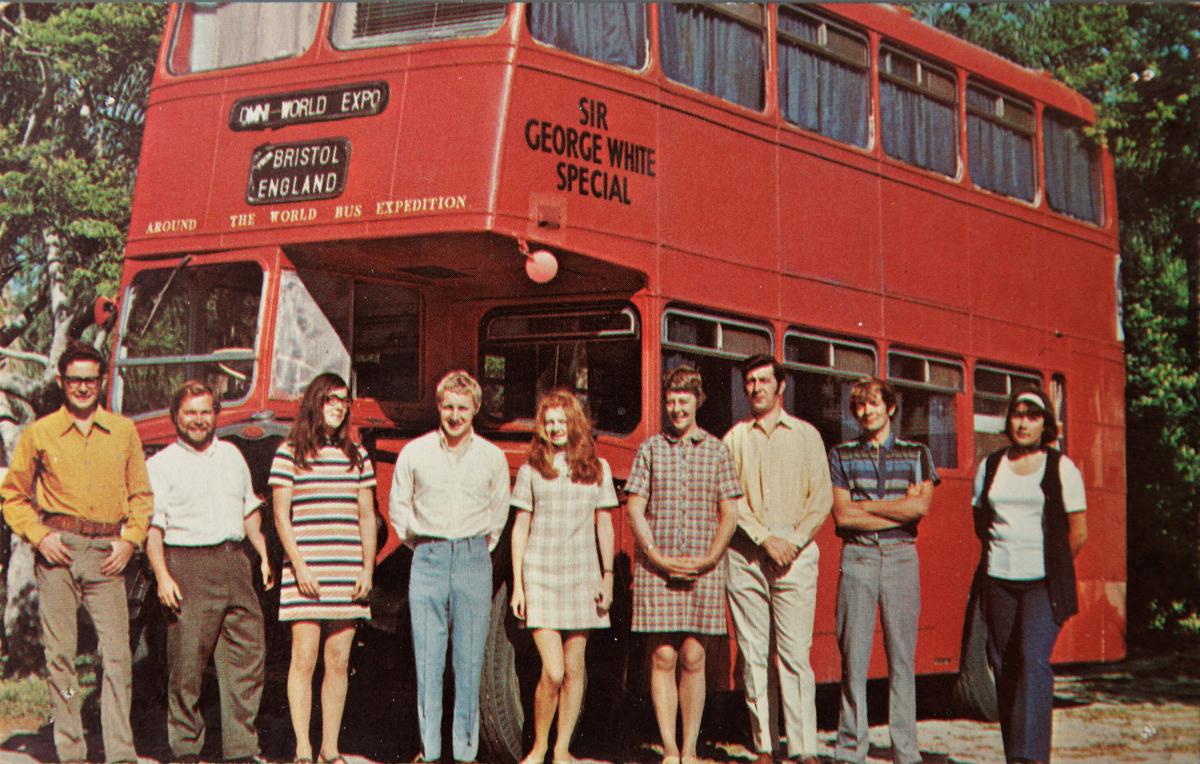 The bus's crew with Sir George White Special. (SWNS)