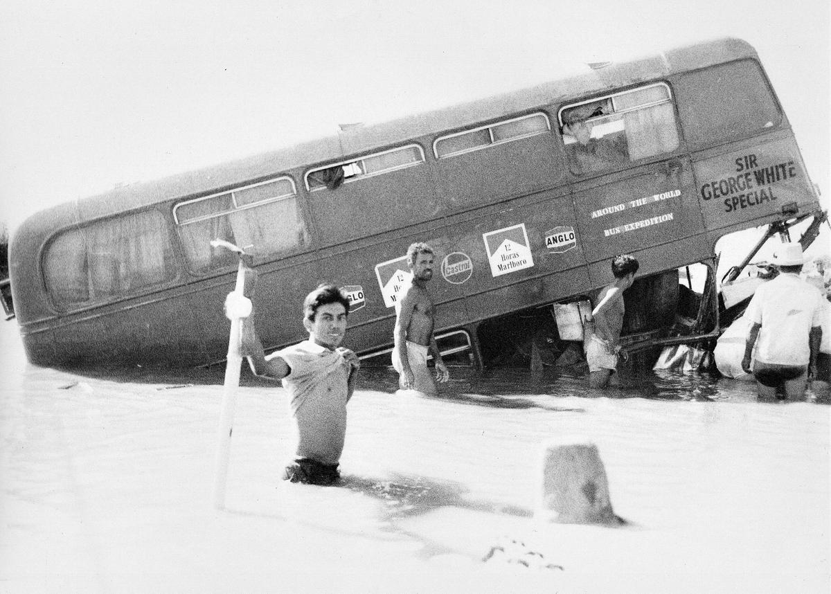 Bus submerged in River Chira, Peru. (SWNS)