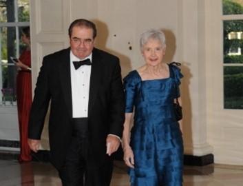 Antonin Scalia, associate justice of the U.S. Supreme Court, and Maureen M. Scalia arrive for the State Dinner at the White House in Washington, on March 14, 2012. (Nicholas Kamm/AFP via Getty Images)
