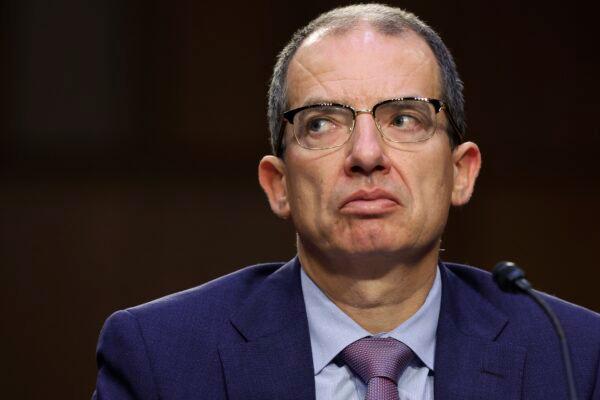 Moderna CEO Stephane Bancel testifies before the Senate Health, Education, Labor, and Pensions Committee in the Hart Senate Office Building on Capitol Hill in Washington on March 22, 2023. (Chip Somodevilla/Getty Images)