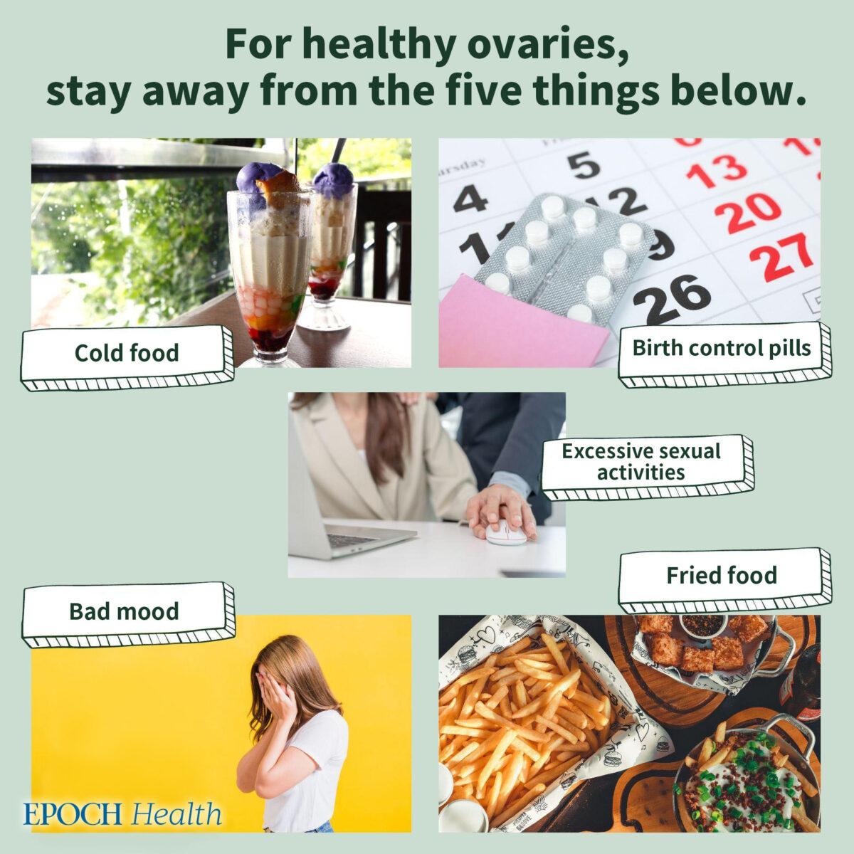 The five unhealthy habits that affect ovarian health. (The Epoch Times)