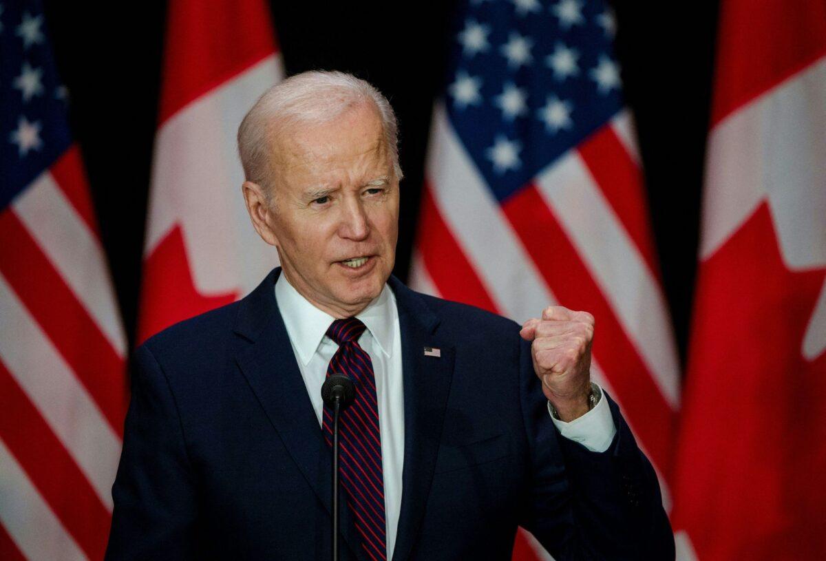 President Joe Biden speaks at a press conference in Ottawa, Canada, on March 24, 2023. (Andrej Ivanov/AFP/Getty Images)