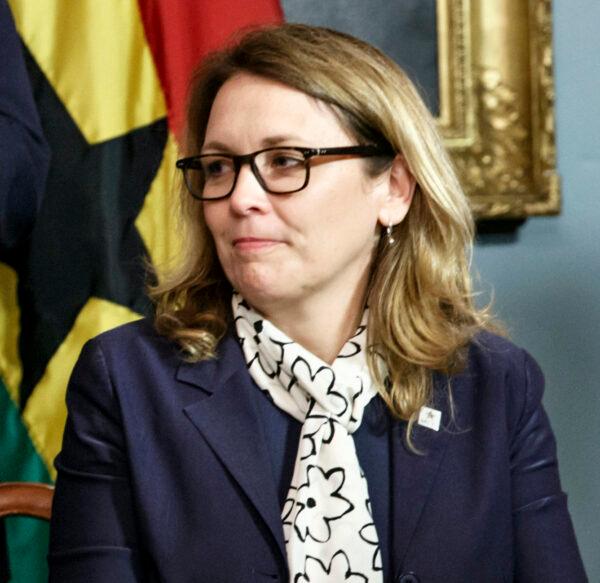 Dana Hyde, CEO of the Millennium Challenge Corporation, participates in the Ghana Compact signing ceremony during the U.S. Africa Leaders Summit at the State Department in Washington on Aug. 5, 2014. (J. Scott Applewhite/AP Photo)