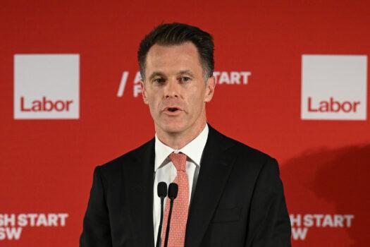 Labor leader and Premier elect Chris Minns during the NSW Labor reception in Sydney, Australia, on March 25, 2023. Labor won the election and will form a majority government after Premier Dominic Perrottet conceded defeat. (AAP Image/Dean Lewins)