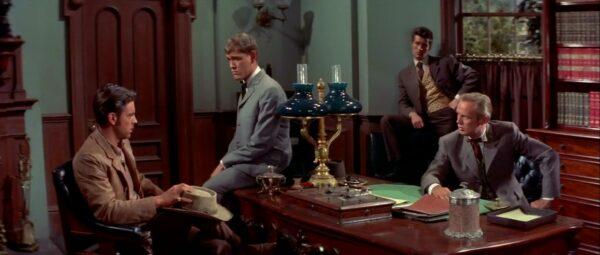 The Devereaux brothers (L–R): Joe (Robert Wagner), Denny (Earl Holliman). Mike (Hugh O'Brian), and Ben (Richard Widmark), in “Broken Lance” (20th Century Fox)