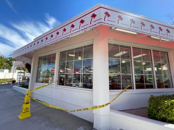 In-N-Out near University of California–Irvine was vandalized in Irvine, Calif., on March 27. 2023. (Sophie Li/The Epoch Times)