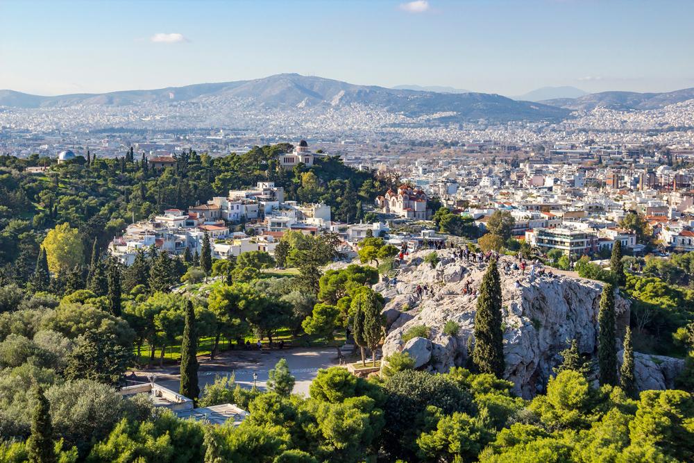 The Areios Pagos, also called the Areopagus, a prominent rock overlooking Athens, is said to have mythological associations and was the seat of ancient Athens's council. (karnizz/Shutterstock)