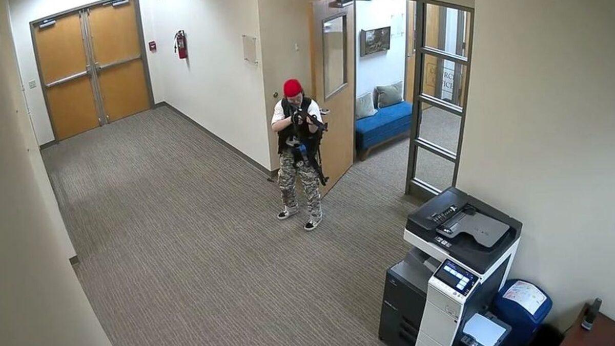 A surveillance photo shows the 28-year-old shooter, Audrey Hale, in The Covenant School in Nashville, Tenn., on March 28, 2023. (Courtesy of Nashville Police Department)