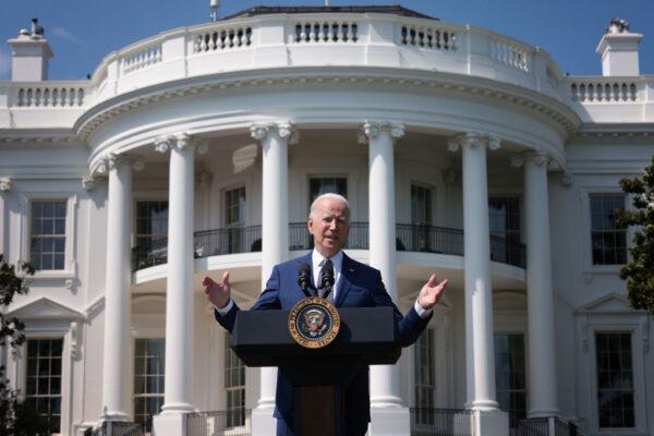 President Joe Biden delivers remarks during an event on the South Lawn of the White House on Aug. 5, 2021, in Washington.  (Win McNamee/Getty Images)