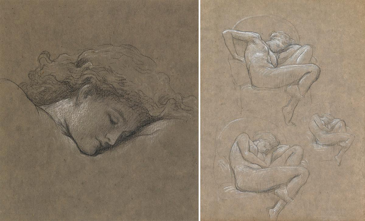 Head and figure studies for "Flaming June," 1895, by Frederick Leighton. Art Renewal Center. (Public Domain)