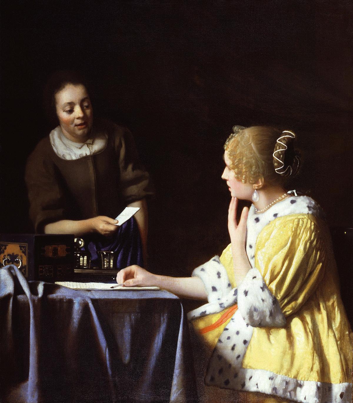 "Mistress and Maid," circa 1666–1667, by Johannes Vermeer. Oil on canvas. The Frick Collection, New York. (Public Domain)