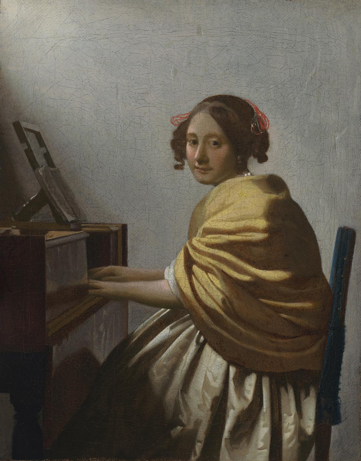 "Young Woman Seated at a Virginal," circa 1672–75. Oil on canvas. The Leiden Collection, New York. (Public Domain)
