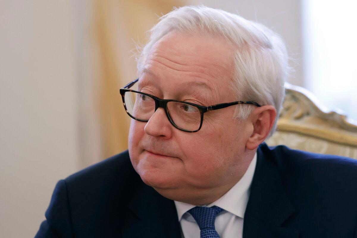 Russian Deputy Foreign Minister Sergei Ryabkov attends a meeting in Moscow on March 15, 2022. (Maxim Shemetov/Pool Photo via AP)