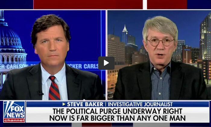 Independent journalist Steve Baker appeared on "Tucker Carlson Tonight" on March 21, 2023. (Screenshot via The Epoch Times)