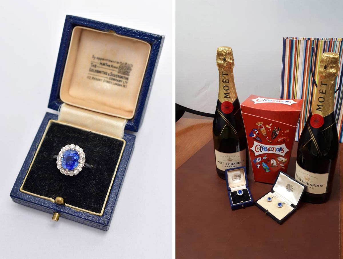 The sapphire treasures once owned by the late Margaret Hood fetched 17,800 pounds at auction on March 27, 2023. (Courtesy of <a href="https://www.richardwinterton.co.uk/">Richard Winterton Auctioneers</a>)